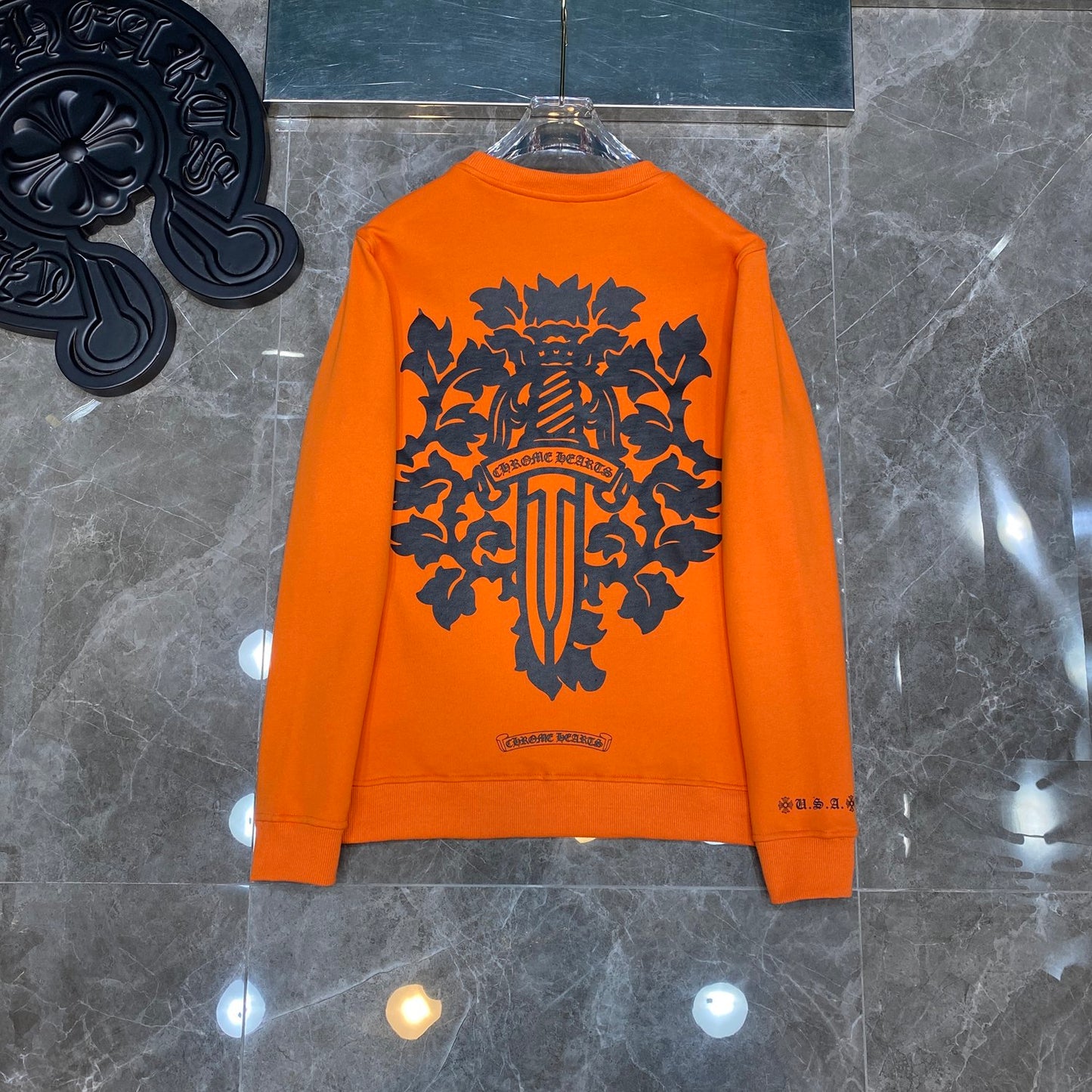 Chr*me heart long sleeve Orange/black
