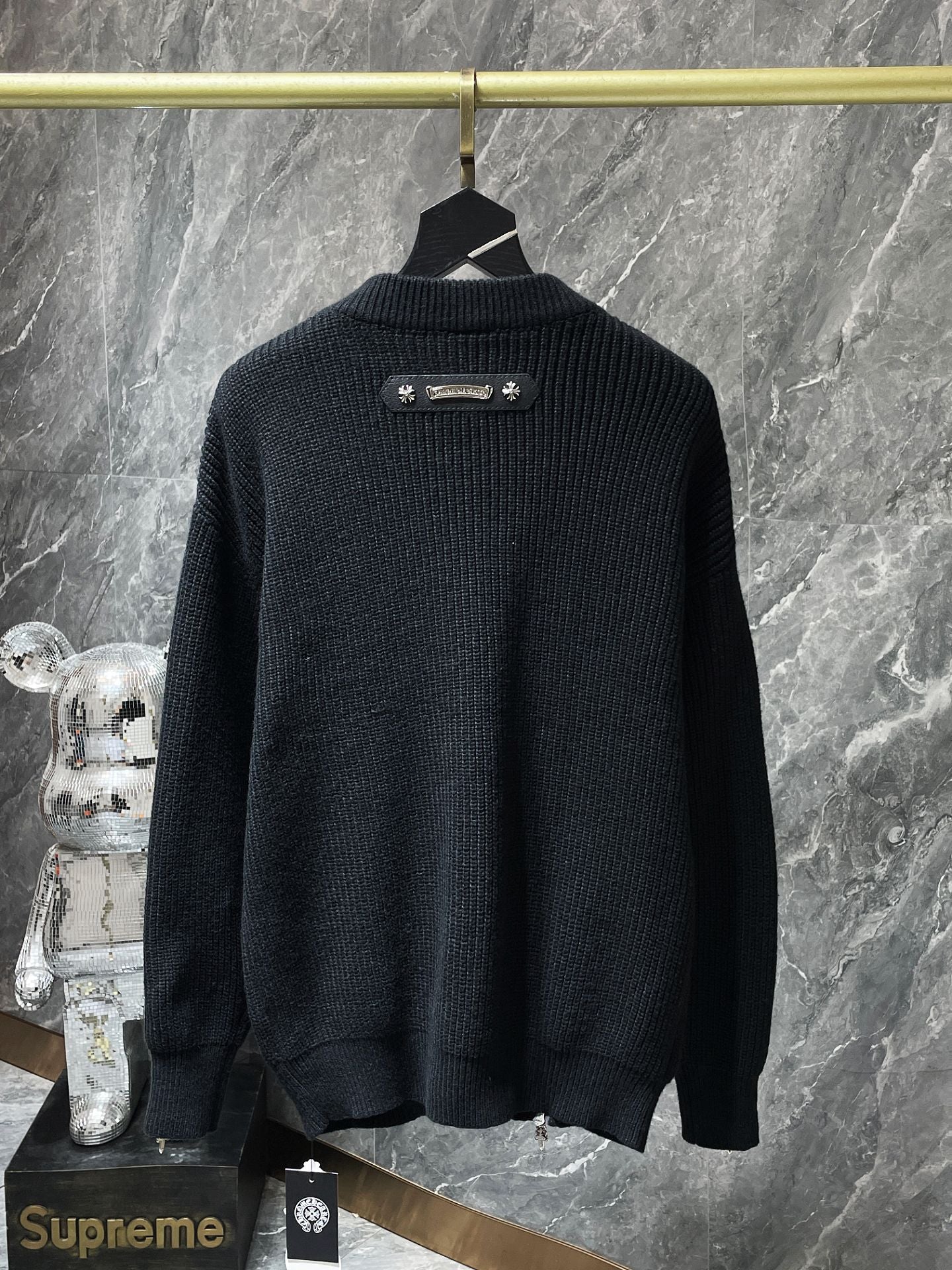 Chr*me heart long sweater black